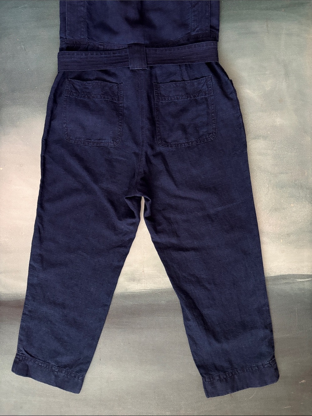 Banana Republic Sleeveless Utility Jumpsuit Linen Cotton Indigo Blue - Picture 9 of 12